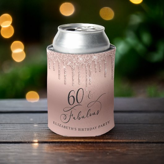 Roos Gold Glitter 60th Birthday Party Blikjeskoeler