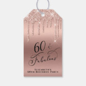 Roos Gold Glitter 60th Birthday Party Cadeaulabel (Achterkant)