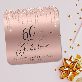 Roos Gold Glitter 60th Birthday Party Kartonnen Onderzetters