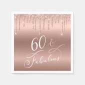 Roos Gold Glitter 60th Birthday Party Servet (Voorkant)