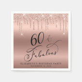 Roos Gold Glitter 60th Birthday Party Servet (Voorkant)