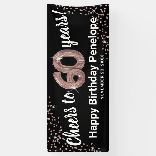 Roos Gold Glitter 60th Birthday Spandoek (Verticaal)