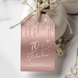 Roos Gold Glitter 70e Verjaardagsfeestje Dank je Cadeaulabel