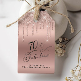 Roos Gold Glitter 70e Verjaardagsfeestje Dank je Cadeaulabel