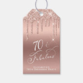 Roos Gold Glitter 70e Verjaardagsfeestje Dank je Cadeaulabel (Voorkant)