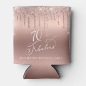 Roos Gold Glitter 70th Birthday Party Blikjeskoeler (Voorkant)