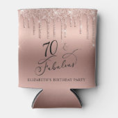 Roos Gold Glitter 70th Birthday Party Blikjeskoeler (Voorkant)