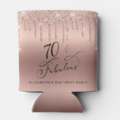 Roos Gold Glitter 70th Birthday Party Blikjeskoeler (Achterkant)