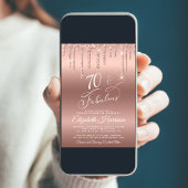 Roos Gold Glitter 70th Birthday Party Invitation Kaart