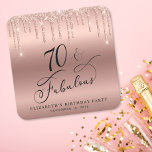 Roos Gold Glitter 70th Birthday Party Kartonnen Onderzetters<br><div class="desc">Chique onderzetters voor haar 70ste verjaardagsfeestje met "70 & Fabulous" in een kalligrafiescript,  een roos gouden faux folie achtergrond en roos gouden faux glitter. Perfect voor tafeldecor dat gasten mee naar huis kunnen nemen als souvenirfeestje.</div>