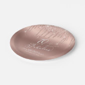 Roos Gold Glitter 70th Birthday Party Papieren Bordje (Gekanteld)