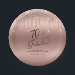 Roos Gold Glitter 70th Birthday Party Papieren Bordje<br><div class="desc">Elegante en chique gepersonaliseerde 70e verjaardagsfeestje papieren borden met "70 & Fabulous" in een stijlvol script,  een rozen gouden achtergrond en rozen gouden faux glitter. Je kunt personaliseren met haar naam en datum van het feest.</div>