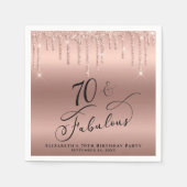 Roos Gold Glitter 70th Birthday Party Servet (Voorkant)