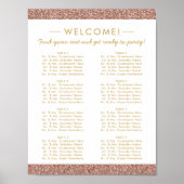 Roos Gold Glitter 8,5x11 Zitplaats Grafiek 48 Name Poster (Voorkant)