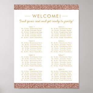 Roos Gold Glitter 8,5x11 Zitplaats Grafiek 48 Name Poster