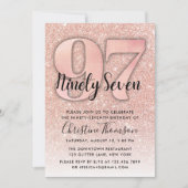 Roos Gold Glitter 97th Birthday Invitation Kaart (Voorkant)