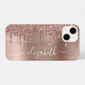 Roos Gold Glitter - Aangepast iPhone Hoesje (Achterkant horizontaal)