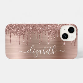 Roos Gold Glitter - Aangepast iPhone 14 Hoesje