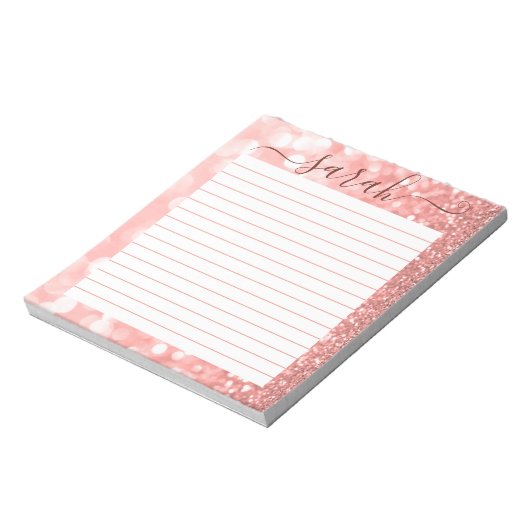 Roos Gold Glitter - Aangepast op maat Notitieblok (Linkerzijde)