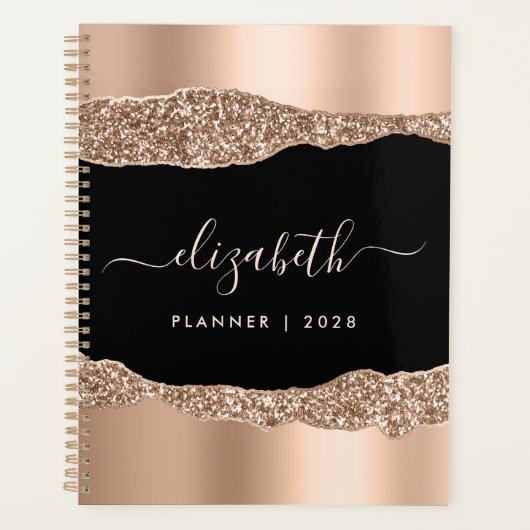 Roos Gold Glitter - Aangepast Planner (Voorkant)