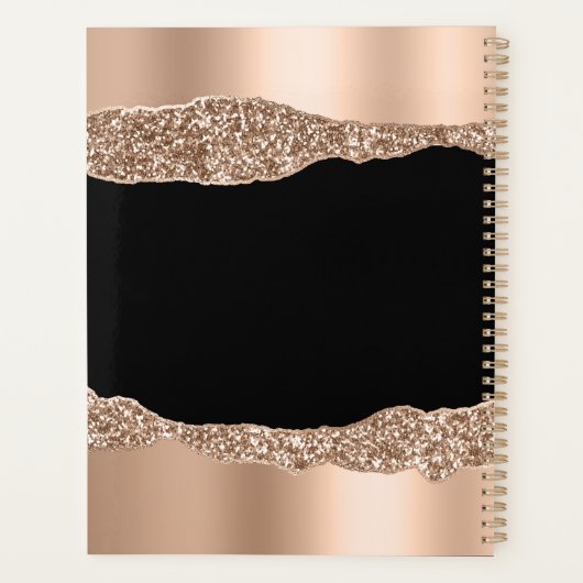 Roos Gold Glitter - Aangepast Planner (Achterkant)