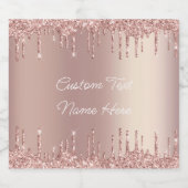 Roos Gold Glitter Aangepaste Jouw tekst Naam Sparkling Wijnetiket (Enkel label)