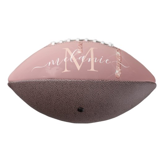 Roos Gold Glitter Aangepaste Letter Naam Football  (Gedraaid 270)