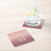 Roos Gold Glitter Aangepaste Letter Naam Papier On Kartonnen Onderzetters (Insitu)