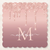Roos Gold Glitter Aangepaste Letter Naam Papier On Kartonnen Onderzetters (Voorkant)