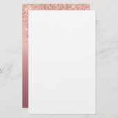 Roos Gold Glitter Aangepaste Letter Naam Stationer Briefpapier (Voorkant / Achterkant)