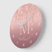 Roos Gold Glitter Aangepaste Letter Naam Wandklok (Hoek)