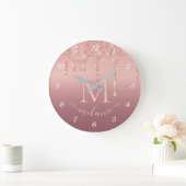 Roos Gold Glitter Aangepaste Letter Naam Wandklok (Huis)