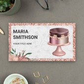 Roos Gold Glitter Aangepaste roze lintbakkerij Visitekaartje