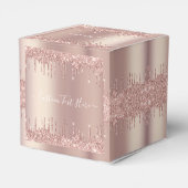 Roos Gold Glitter Aangepaste tekst Jouw namen Favo Bedankdoosjes (Achterkant)