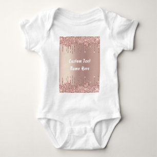 Roos Gold Glitter Aangepaste tekst Naam Baby Bodys Romper