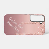 Roos Gold Glitter Aangepaste tekst Naam Gepersonal Samsung Galaxy Hoesje (Achterkant horizontaal)