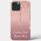 Roos Gold Glitter Aangepaste tekst Naam iPhone Cas Case-Mate iPhone Case (Achterkant)