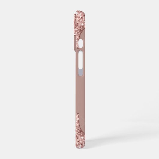 Roos Gold Glitter Aangepaste tekst Naam iPhone Cas iPhone 16 Hoesje (Linkerkant)