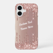Roos Gold Glitter Aangepaste tekst Naam iPhone Cas iPhone 16 Hoesje (Achterkant)