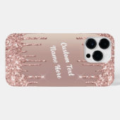 Roos Gold Glitter Aangepaste tekst Naam iPhone Cas iPhone Hoesje (Achterkant horizontaal)
