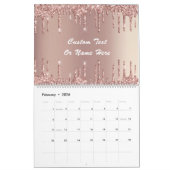 Roos Gold Glitter Aangepaste tekst Naam Kalender C (Feb 2026)