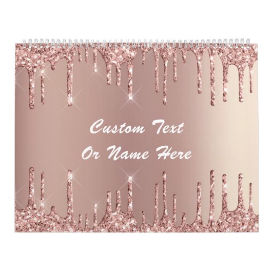 Roos Gold Glitter Aangepaste tekst Naam Kalender C (Hoes)