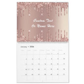 Roos Gold Glitter Aangepaste tekst Naam Kalender C (Jan 2026)
