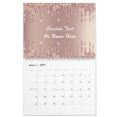 Roos Gold Glitter Aangepaste tekst Naam Kalender C (Mar 2027)