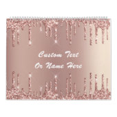 Roos Gold Glitter Aangepaste tekst Naam Kalender C (Hoes)