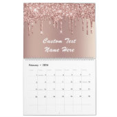 Roos Gold Glitter Aangepaste tekst Naam Kalender C (Feb 2026)
