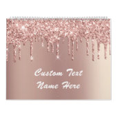 Roos Gold Glitter Aangepaste tekst Naam Kalender C (Hoes)