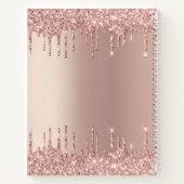 Roos Gold Glitter Aangepaste tekst Naam Notitieboe Notitieboek (Achterkant)