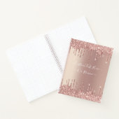 Roos Gold Glitter Aangepaste tekst Naam Notitieboe Notitieboek (Binnen)