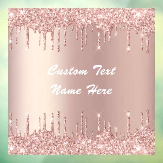 Roos Gold Glitter Aangepaste tekst Naam Venster Cl Raamsticker (Vel 3)